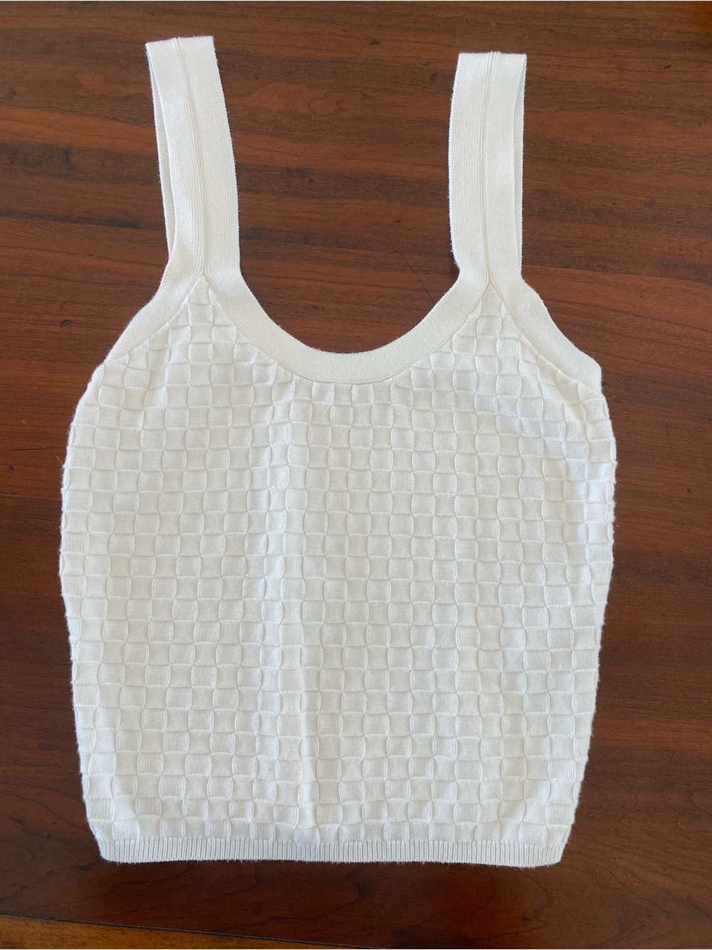 Abercrombie & Fitch White Textured Knit Tank Top small